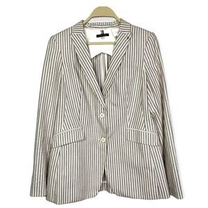 Tommy Hilfiger cotton and linen blend lightweight blazer jacket ivory striped 10
